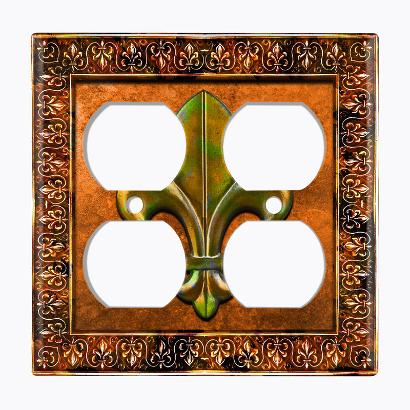Plaque murale à 2 prises Fleur De Lis, Orange