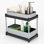 Home Zone Living 2-Tier Kitchen Pull-Out Cabinet Organizer with Stainless Steel Frame