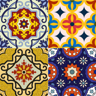 Carreaux amovibles autocollants en vinyle bleu et jaune 8 po x 8 po