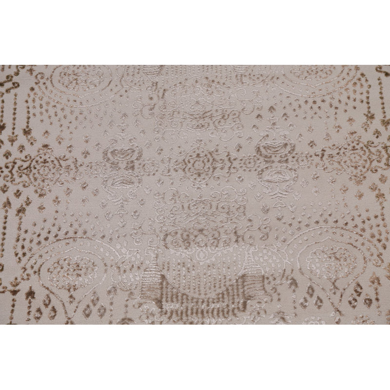 Tapis turc oriental damassé transitionnel 3 x 5, Rectangle 7 pi 10 po x 9 pi 10 po