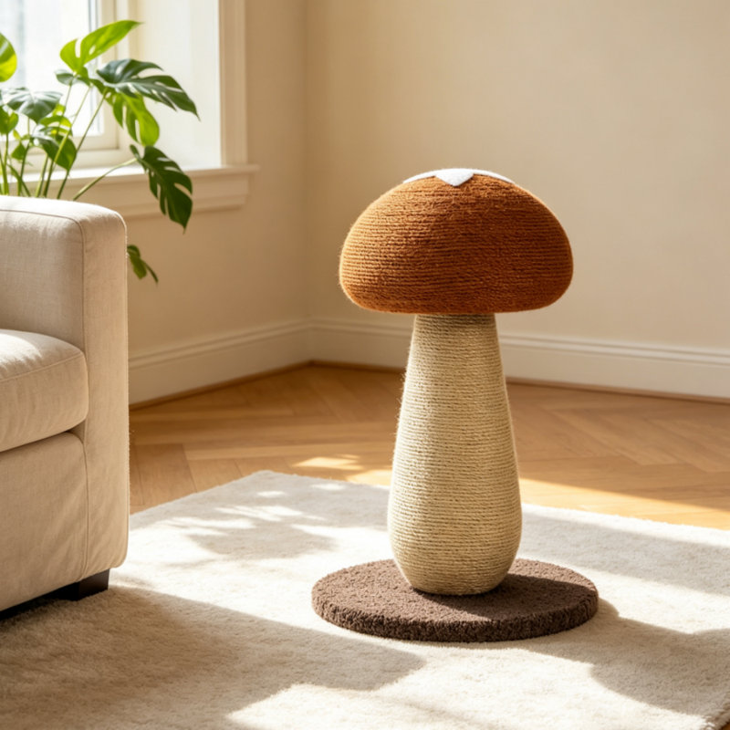 Grattoir en forme de champignon pour chat, tour autoportante en forme de champignon avec surface de corde durable et base stable pour chats d'intérieur