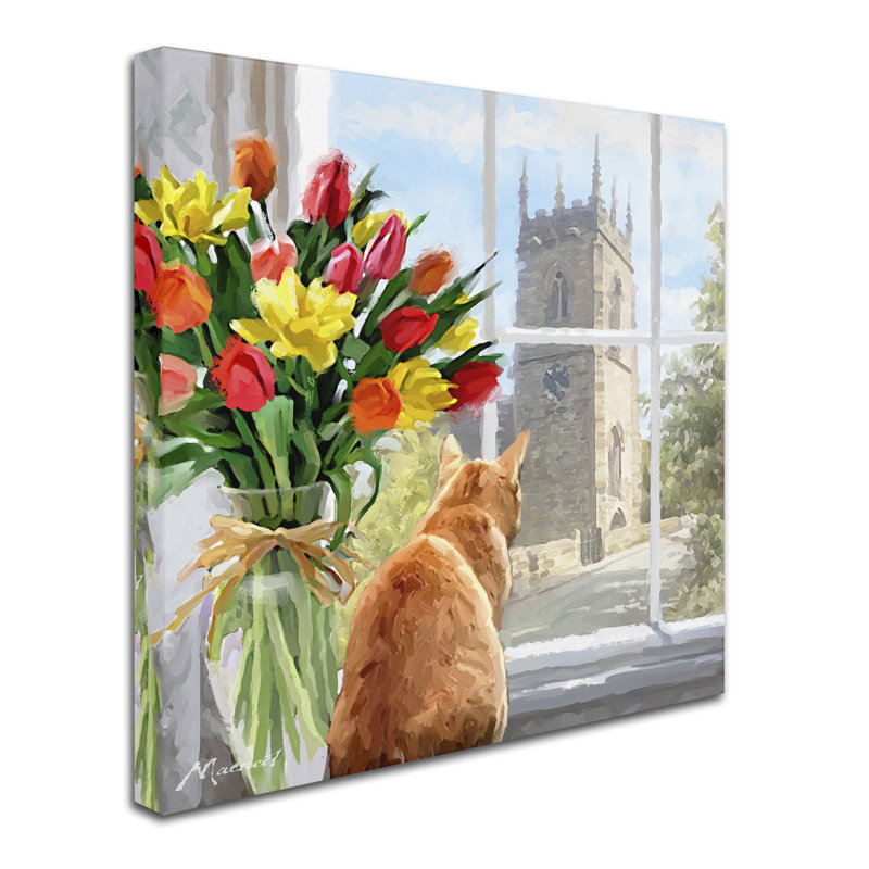 Armand 'Cat at Window' Print on Canvas, 14" H x 14" W x 2" D