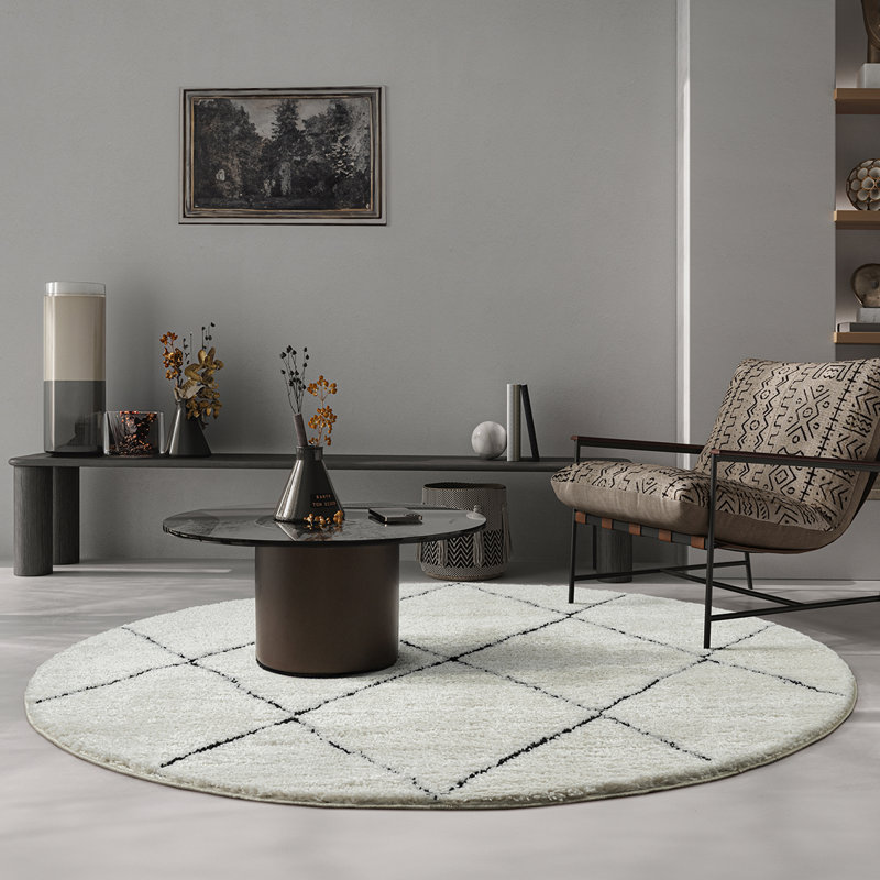 Taneesha Geometric Area Rug, Round 120 cm