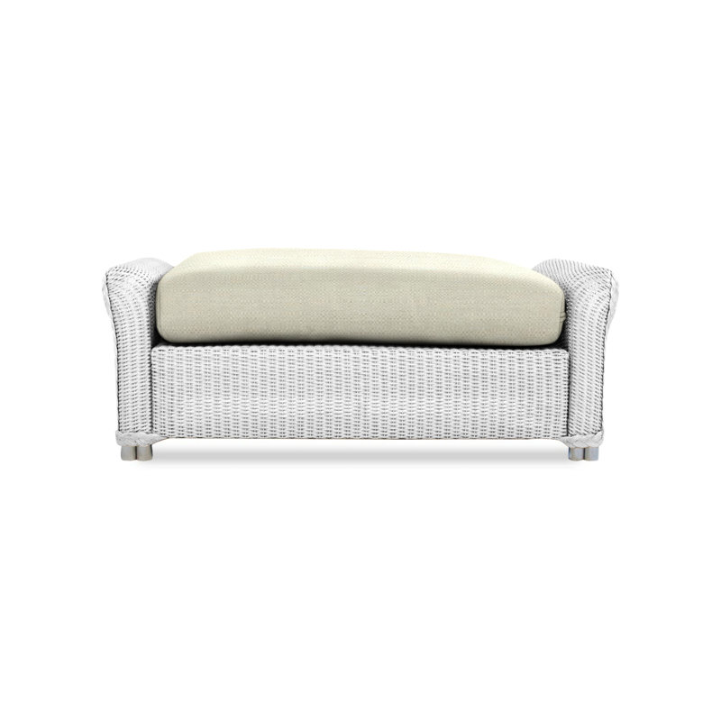 Reflections Outdoor Ottoman, White, Demo Oatmeal