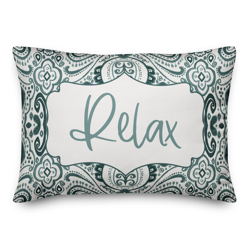 Paisley Outdoor Reversible Throw Pillow, Teal
