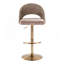 Tabouret de bar réglable avec pivot en métal doré et tissu avec repose-pieds rond en T - ensemble de 2