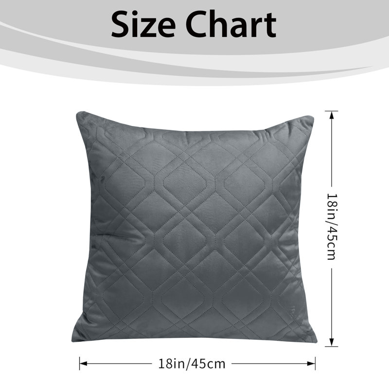 Aspire Homeware Diamond-Pattern Square Velvet Cushion Cover, Charcoal, Pack of 2
