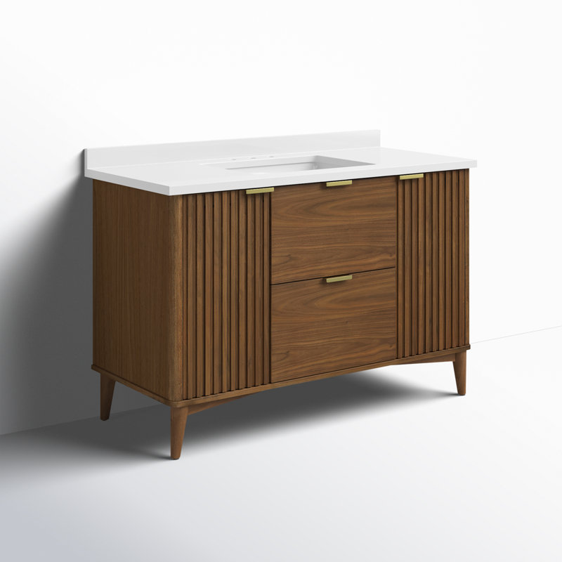 Gabi 48 in. Single Sink Bathroom Vanity, Warm Walnut