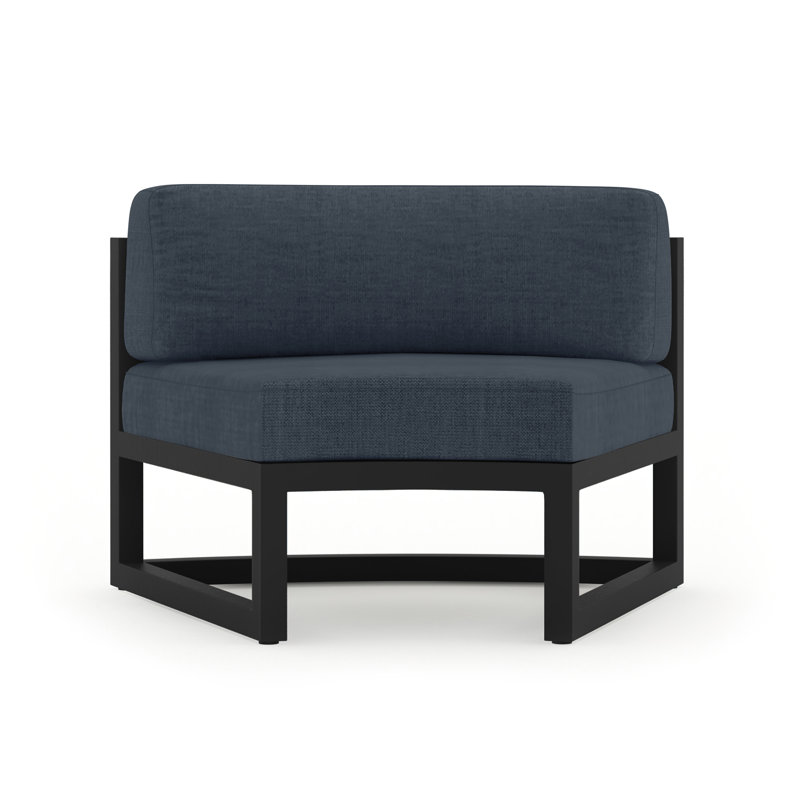 Smith Powder Coated Aluminum Outdoor Armless Lounge Chair , Sunbrella® Cushions Included, Spectrum Indigo Sunbrella®, Black