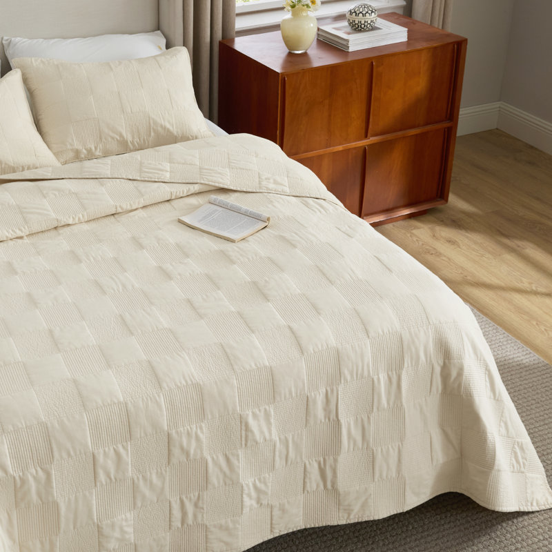 Bedsure 100% Cotton Quilt Set - Lightweight Bedspread, Cozy Bedding Coverlet 3-Piece with Pillow Shams, King Quilt + 2 Shams