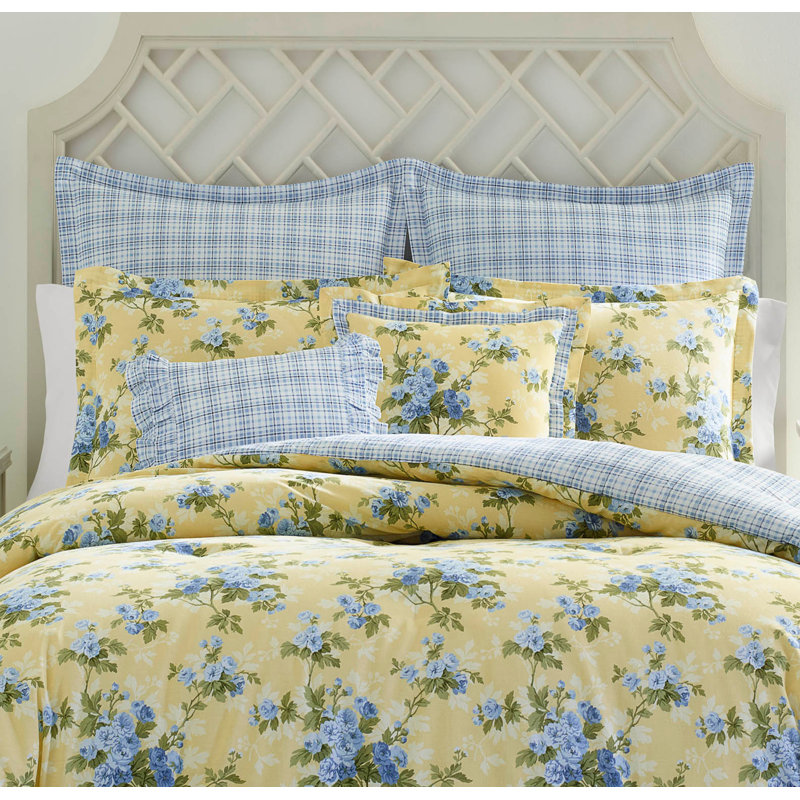 King Blue and Yellow Cotton Reversible Comforter Set