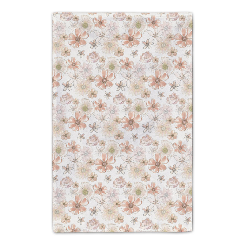 Cotton Floral Tea Towel Kitchen Towel, Yellow