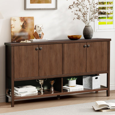 Corbey 59" Sideboard Buffet Cabinet – Fluted 4-Door Storage, Farmhouse Accent Sideboard Large Console Table for Kitchen or Hallway