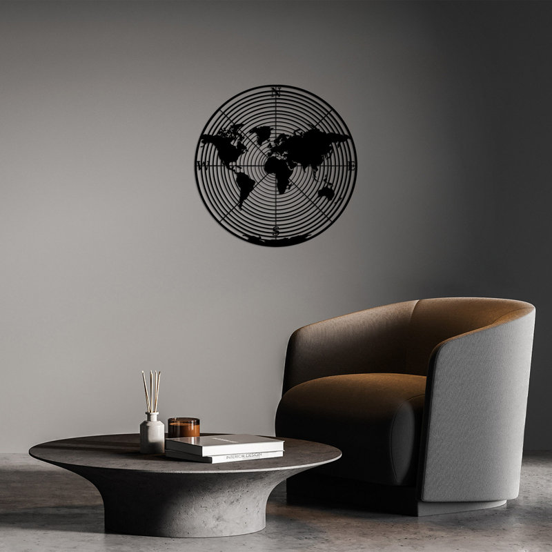 Stylish Decorative Metal Wall Accessory, Black, 26.8 x 26.8 inches | 100% Metal Construction, Thickness: 0.06 inches | Easy Wall Mount Design, Perfect for Modern Home Decor & Contemporary Spaces