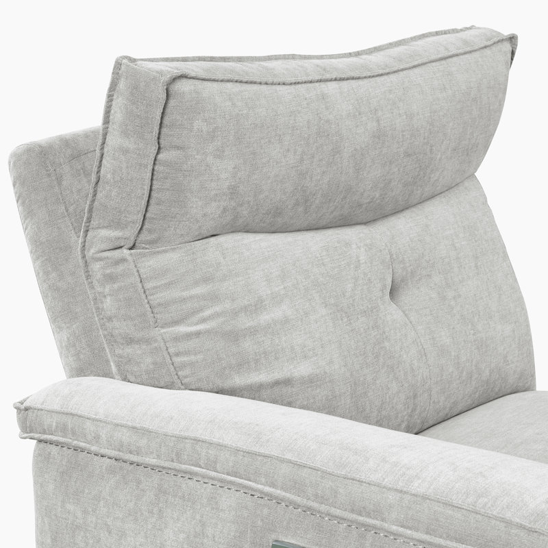 Canapé modulaire inclinable électrique 6 pièces Achernar, Orienté à droite, Mélange de polyester gris brume