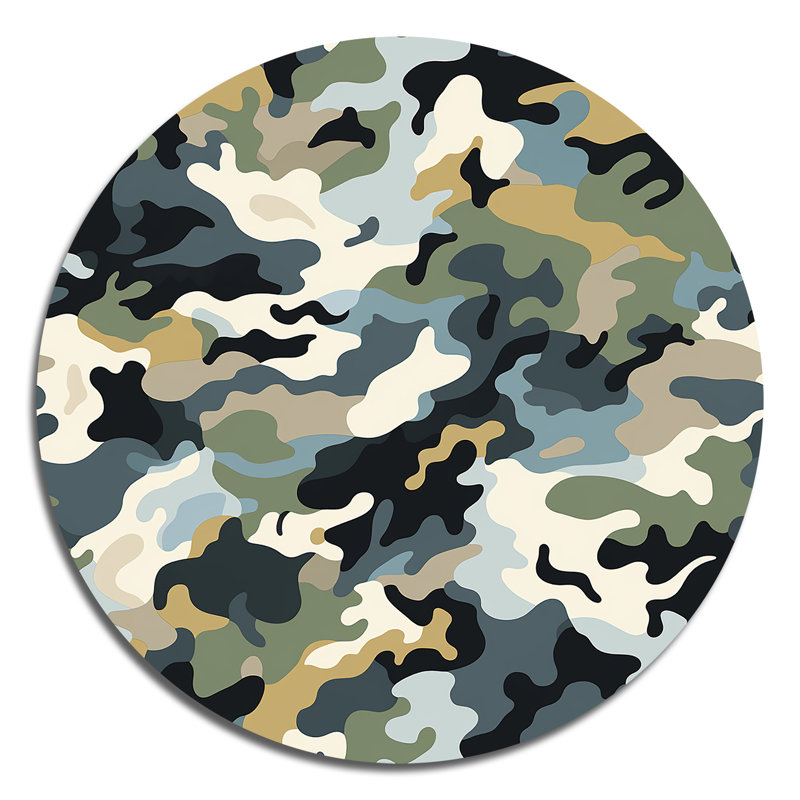 Courtnei - camouflage rond, art en métal, H 16 po x l 16 po