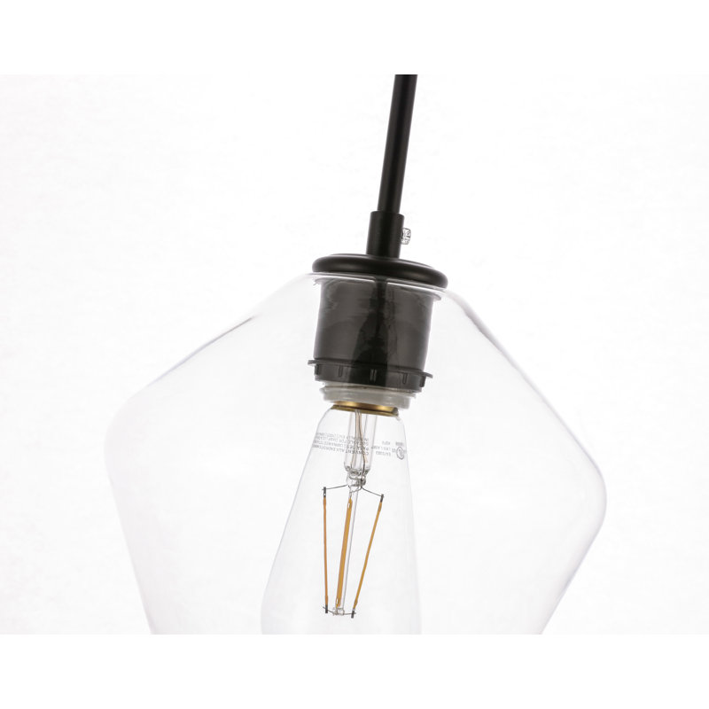 Luminaire suspendu 1 lumière Stutz, Transparent, Rond, Noir, noir, noir, noir