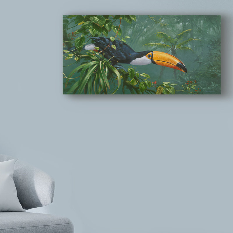 «Toco Toucan», reproduction de peinture acrylique sur toile tendue, H 10 po x l 19 po x P 2 po