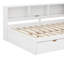 Structure de lit de jour avec 2 tiroirs et tablettes de rangement, canapé-lit d'angle en bois avec ports USB et DEL-1360286967
