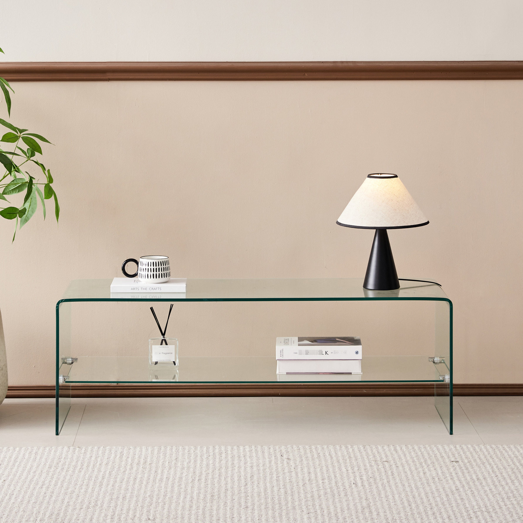 Ivy Bronx Transparent Glass Side Table - Space And Stylish Tempered ...