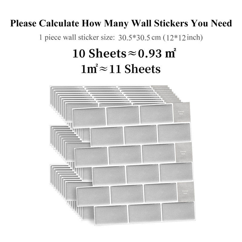 10Pcs Peel and Stick 1.2mm Wall Paneling, Grey