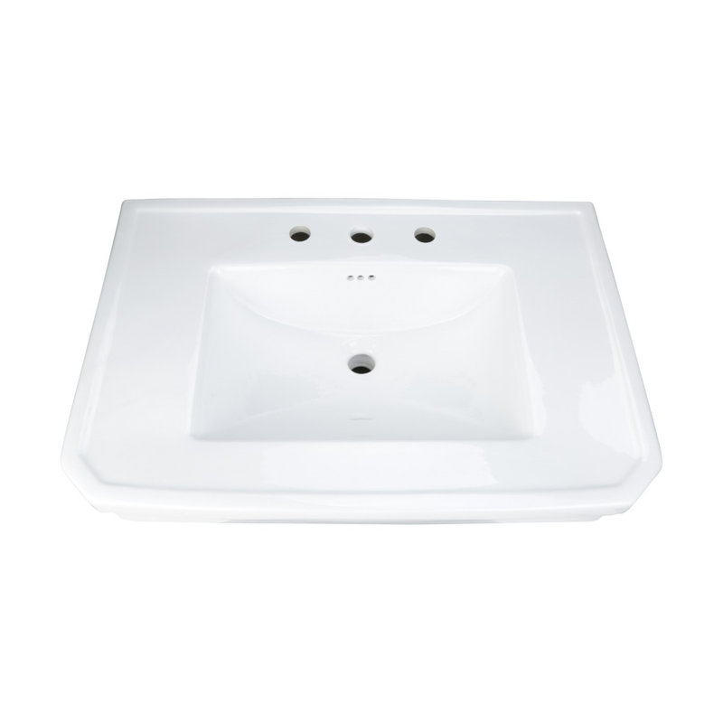 Lavabo de salle de bain rectangulaire en porcelaine vitreuse avec trop-plein victoria