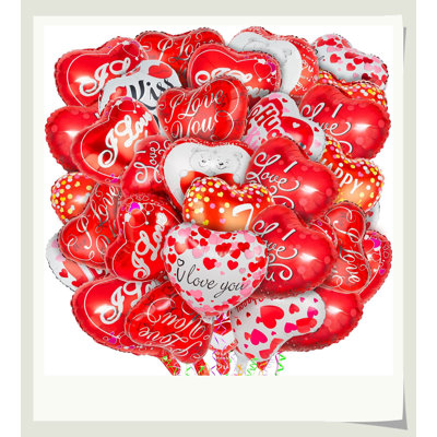 Ensemble de ballons en forme de cœur Hikma 36 pièces, ballons de couleur classique, décoration de fête romantique pour lui / elle
