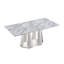 Table de salle à manger en marbre pour 6 personnes, table de salle à manger rectangulaire en faux marbre 70 po avec base en acier inoxydable à finition miroir, table de cuisine moderne en marbre de grande taille (table seulement)-633281295-633281296