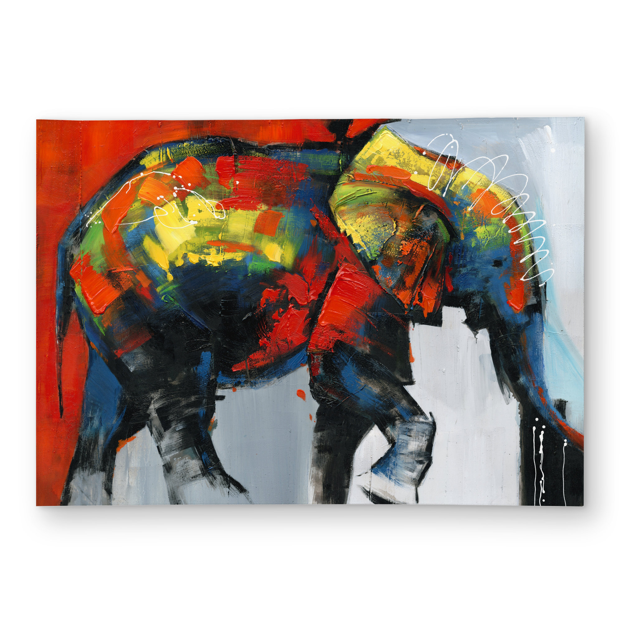 East Urban Home Abstract Colorful Elephant in Motion - Outdoor Area Rug ...