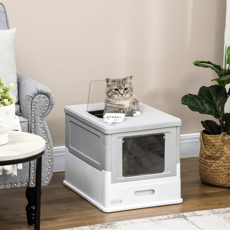 Litière pour chat gris - dissimule efficacement les odeurs, avec un bac pliable gris