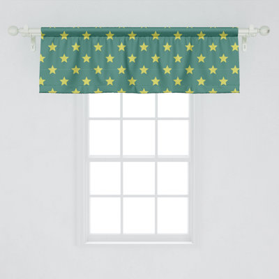 Ambesonne Stars Valance Pack of 2 Vintage Geometry Pattern Jade Green Pale Green