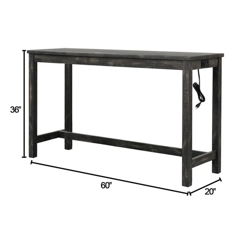 Transitional 3 Piece Counter Bar Dining Set, Charcoal Black, Charcoal Black, Charcoal Black/Dark Grey