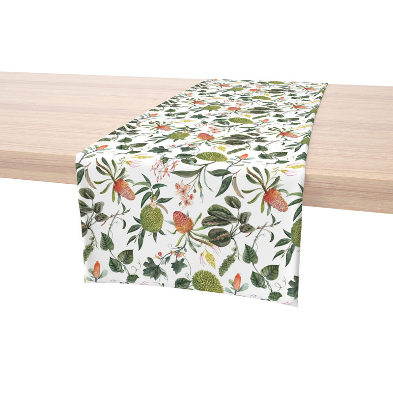 Garlyn Flowers and Leaves Table Runner, 72" x 12"