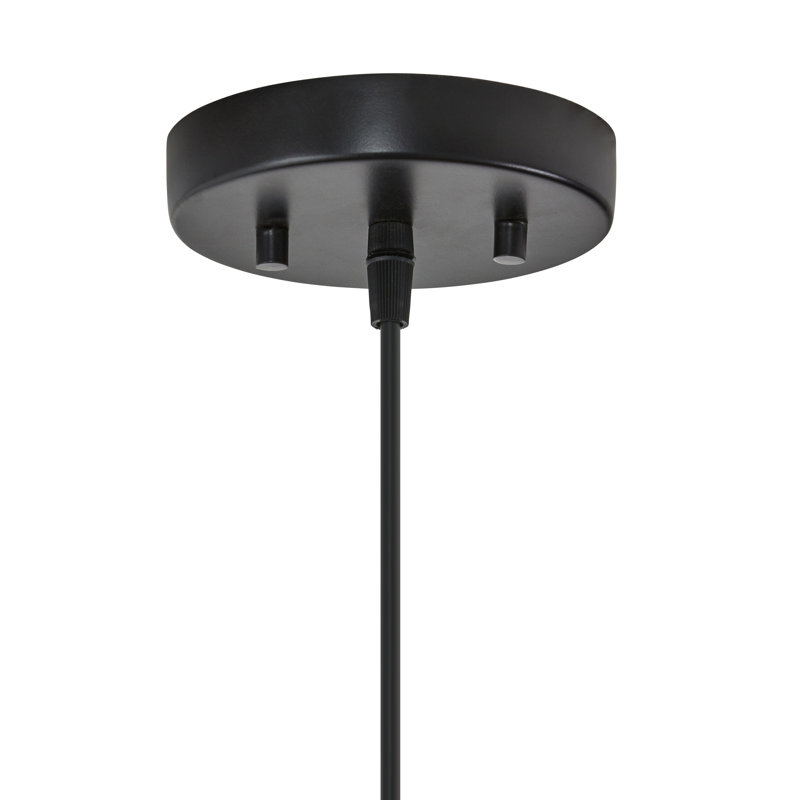 Akey 17.25"W Black Mesh and Walnut Stained Mango Pendant