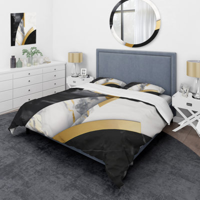 Ensemble de housse de couette en marbre / microfibre / polyester