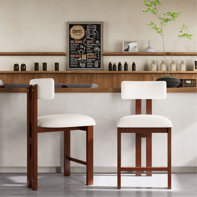 Tabourets ronds élégants de 26,5 po avec dossier bas - siège rembourré confortable et structure en métal noir pour la cuisine et la salle à manger