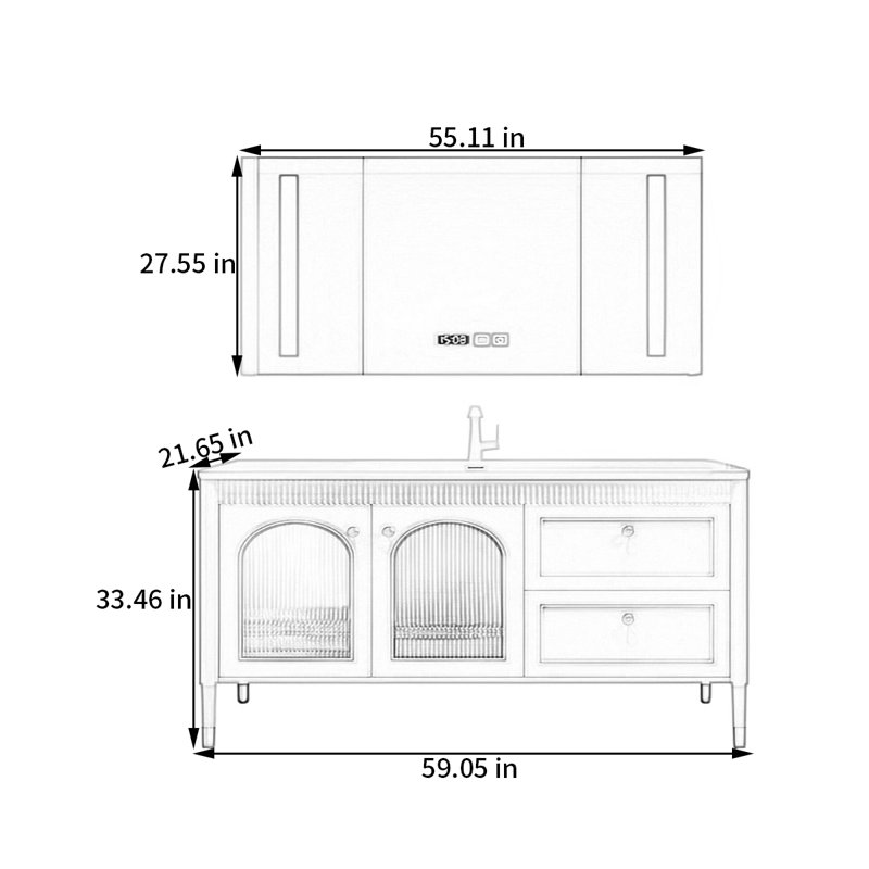 Simple modern floor-to-ceiling bathroom cabinet, 59"