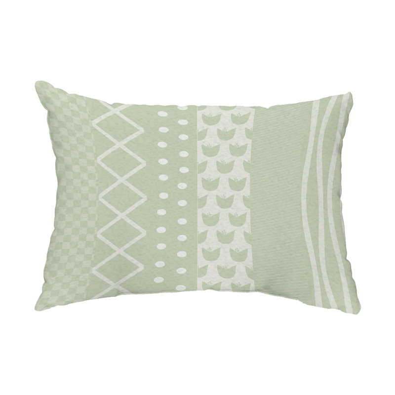 Striped Outdoor Reversible Throw Pillow, Green