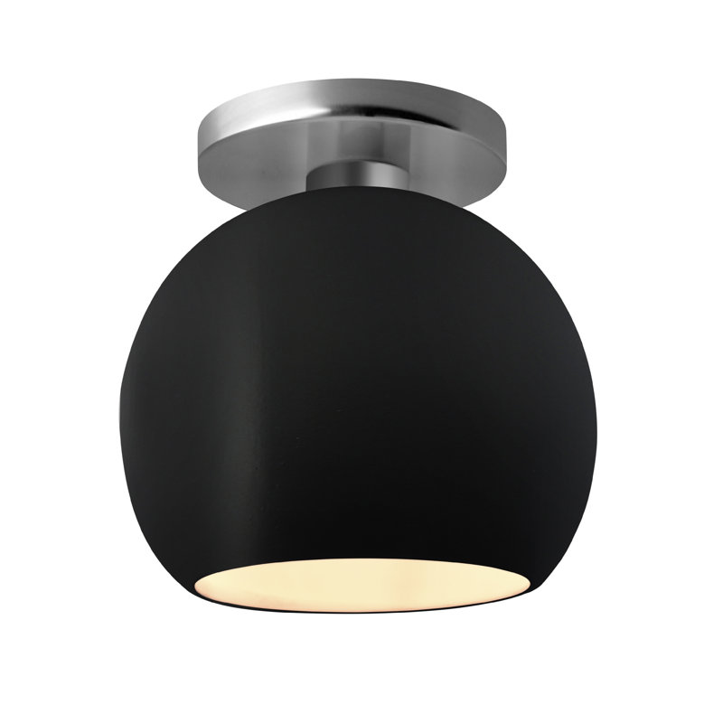 Plafonnier semi-encastré Radiance, H 9 po x l 10 po x P 10 po, Noir mat carbone, Nickel brossé