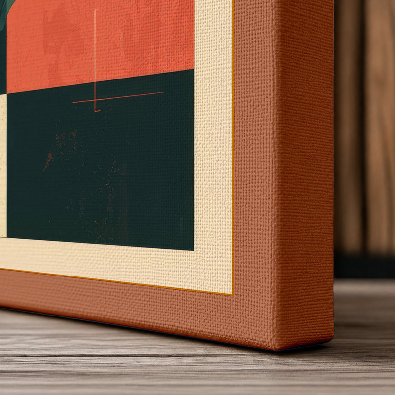 Midnight Plant Art Deco - Wrapped Canvas, 30x20 - 76.2 x 50.8 cm, Terracotta Border