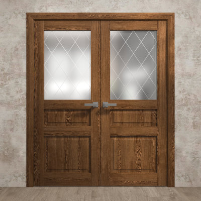 Portes doubles intérieures intérieures | Ego 5011 | Cadre de panneau intérieur en bois massif | Portes modernes pour placard