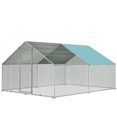 Large Metal Chicken Coop Walk-In Poultry Cage Heavy Duty Chicken Runs Hen House For Yard With Waterproof And Anti-Uv Cover For Outdoor Farm Use -  Tucker Murphy Pet™, 0FA6DB77877D48359F5B0CF4C47A3E20