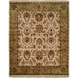 Wool Oriental Area Rug in Gold/Beige