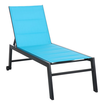 Fauteuil inclinable réglable avec cadre en acier à 5 positions de style moderne pour la plage, le patio, la cour - Bleu