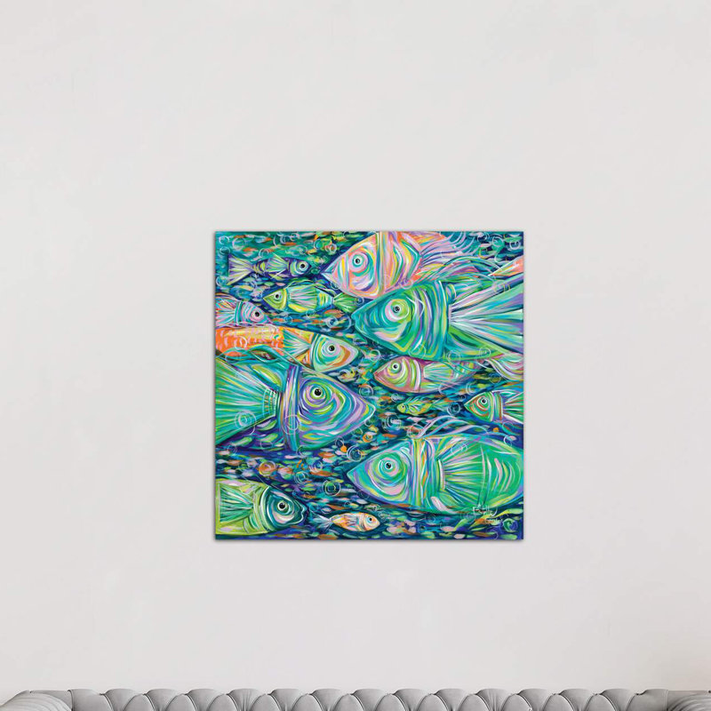 School Of Fish by Estelle Grengs - Wrapped Canvas Painting, 93.98 cm H x 93.98 cm W x 1.91 cm D