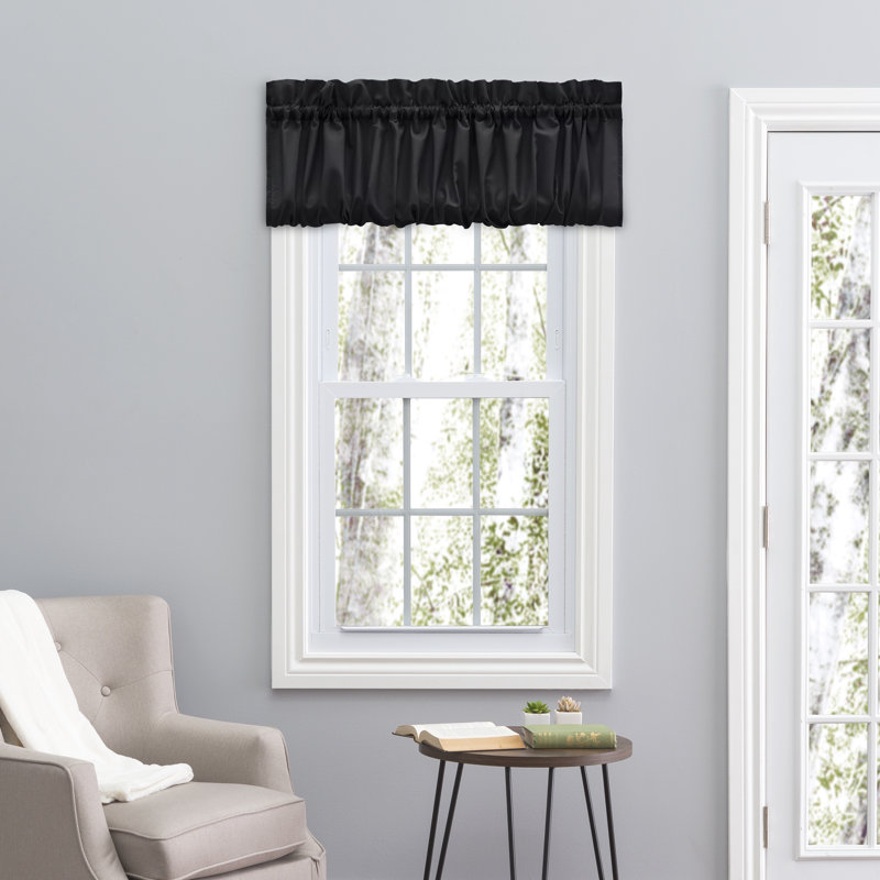 Ellis Balloon 60'' W Window Valance, Black
