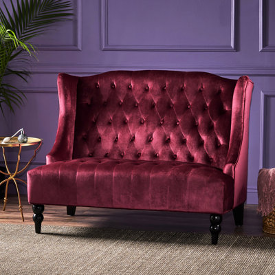 Gorgeous Wingback In Soft Velvet With Button Tufting - Wine Red Classy Tone