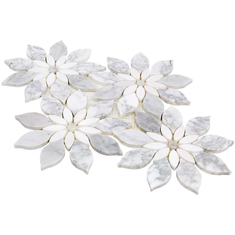 Thistle 12.4" X 14.13" Marble Waterjet Mosaic Tile (1.21 Sq. Ft. / Sheet), Winds Breath