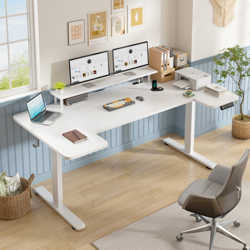 Adjustable Height Standing Desk With Cable Management, Powerful Motor, Monitor Stand,2 Hooks, 5 Power Outlets,3 Memory Controller