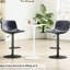 Cuir bleu pu bleu, tabourets de bar pivotants réglables, de 2, industriel, Mid-Century moderne, dossier, salle à manger, base de 17,3 pouces, supports de 350 lb, pivot pratique, îlot de cuisine, divers